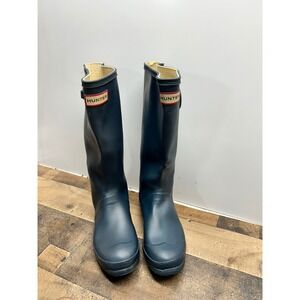 Hunter Kids Original Tall Rubber Boots Navy Blue Side Buckle Size 6 girls 5 boys